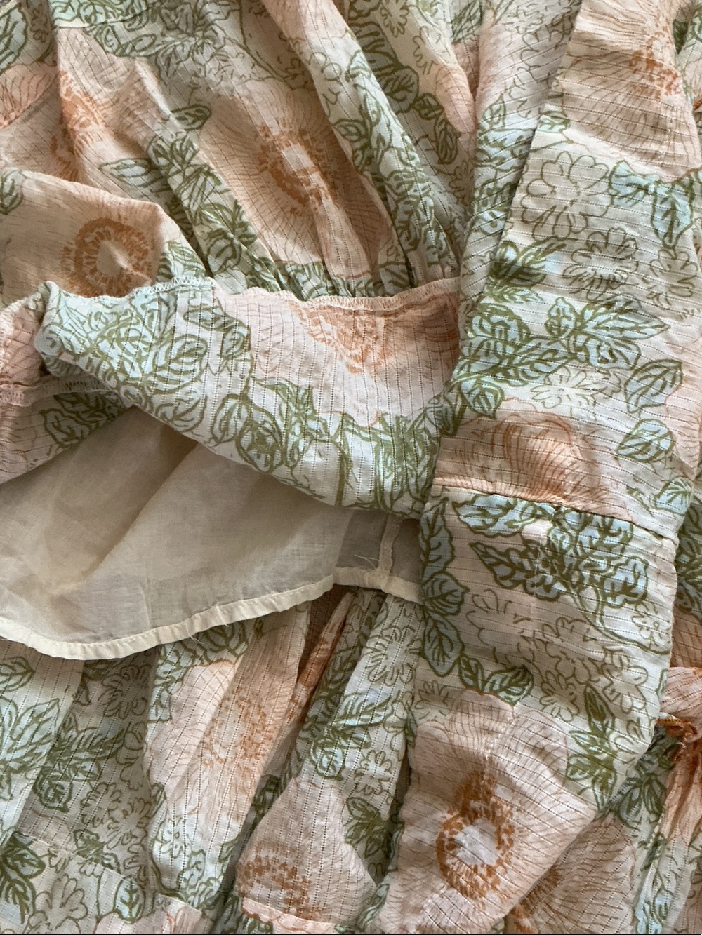NWT Free People Adriel Tie Strap Tiered Midi Dress ~ Yellow & Green - Picture 12 of 12
